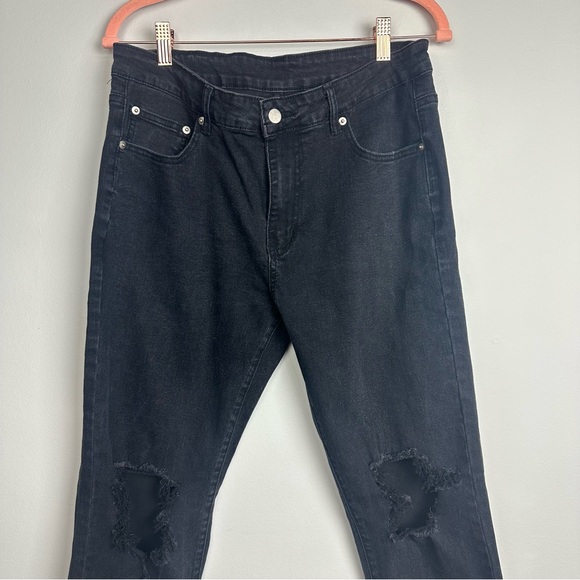 SHEIN Men's Black Distressed Skinny Jeans Size Large - Picture 2 of 8